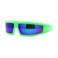thumbnail image 1 of Robotic Futurism Streamline Wrap Arm Rectangular Plastic Sunglasses Green - Blue Mirror, 1 of 4