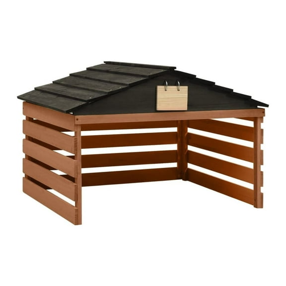 Robotic Lawn Mower Garage Black and Brown 30.7"x29.1"x21.3" Firwood