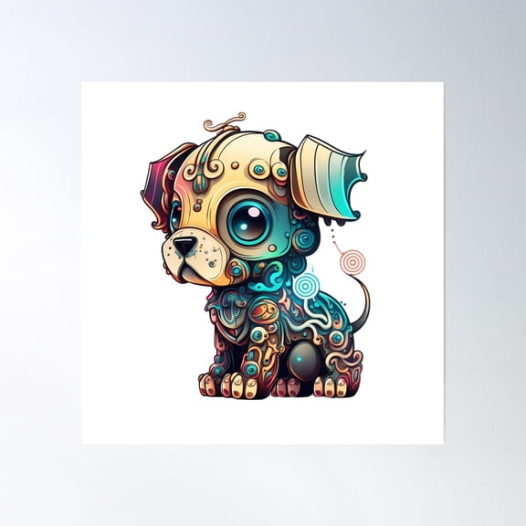 Robotic Pets For Everyone: Meet The Adorable Robotic Cute Dog Poster Wall Art, Modern Wall Decor, 16x16 UNFRAMED