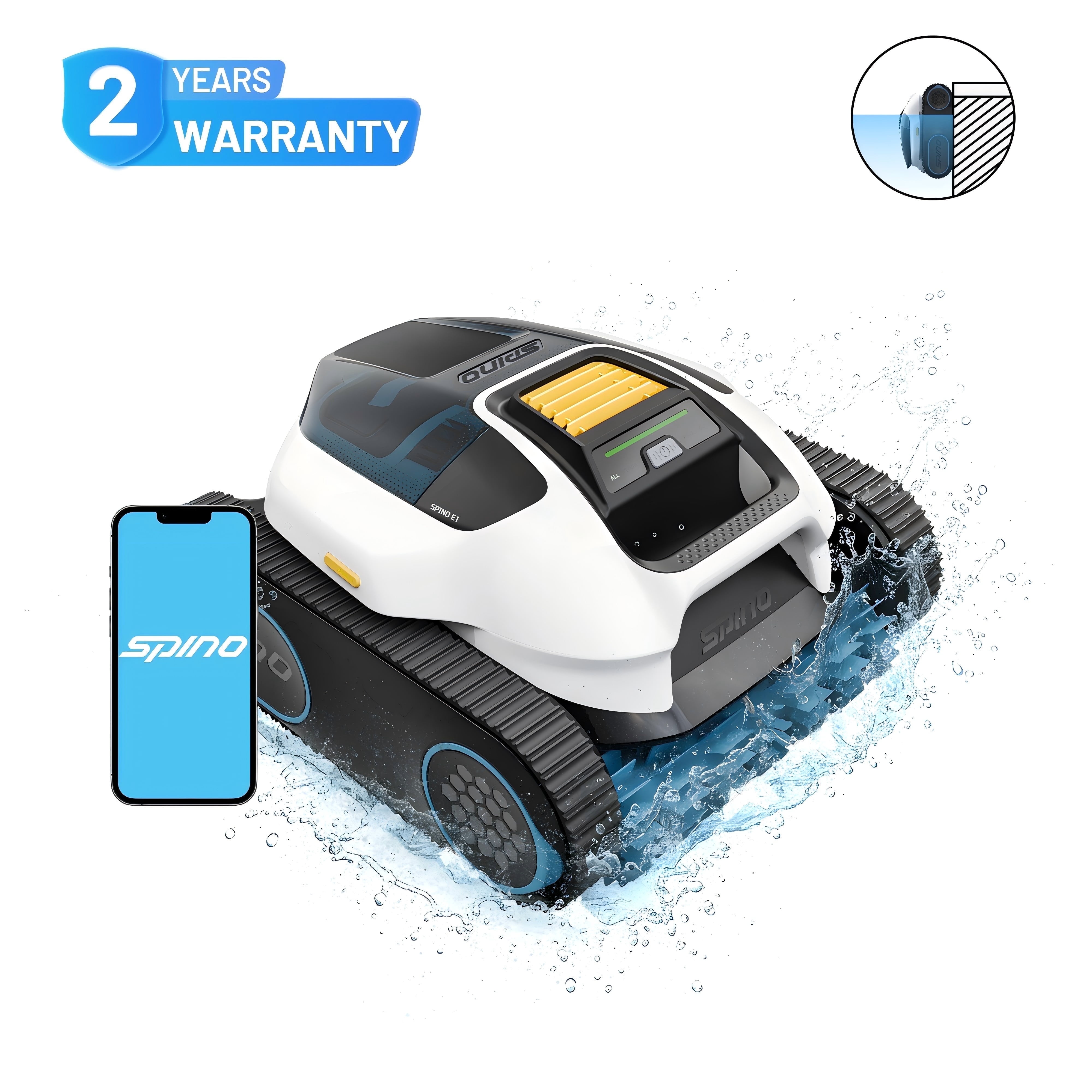 Spino E1 Robotic Pool Cleaner, Automatic Pool Vacuum for Above Ground & Inground Pool
