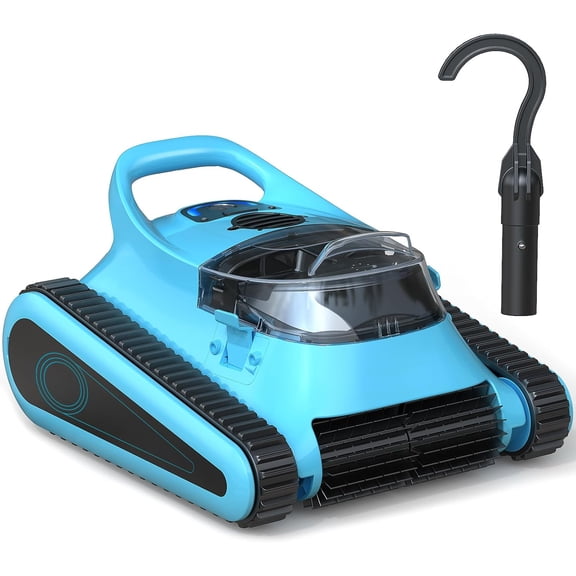 Robotic Pool Cleaner for Inground Pools Cordless Pool Vacuum Robot with Hook 180W Suction Auto Vacuums Wall Climbing Waterline Scrubbing Cleaning 150 Mins Long Battery Up to 2,000 sq.ft