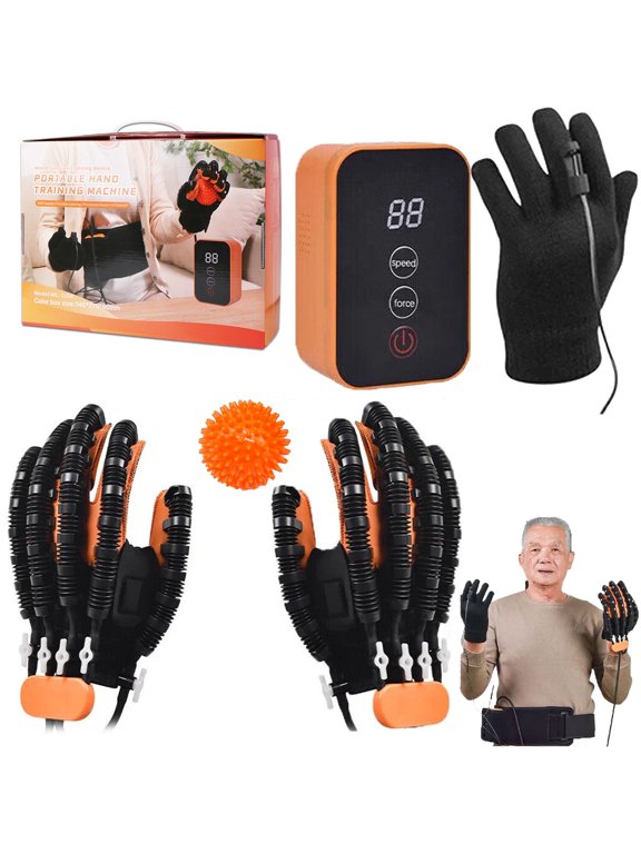 Robotic Rehabilitation Gloves, Finger and Hand Function Rehabilitation Robot Gloves, Hand Strengthener Stroke Recovery Equipment with Mirror Glove (Left and Right Hand-Medium Size)
