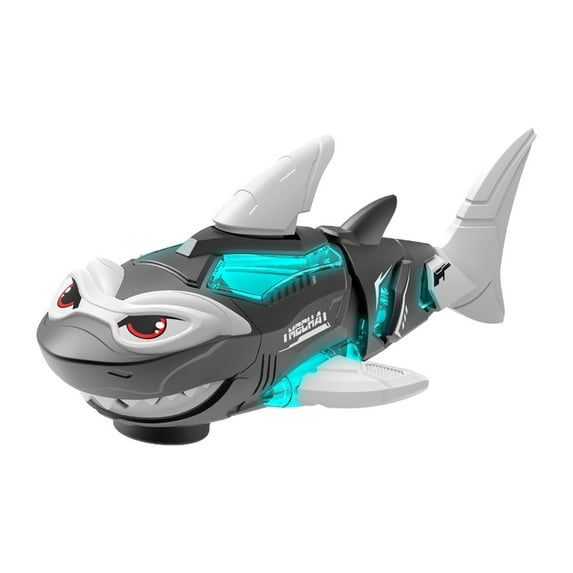 Robotic Shark Toy with LED Lights and Music, Swimming Mechanical Shark, Simulated Movement Aquatic Animal, Wiggling Tail Toy for 3+ Years