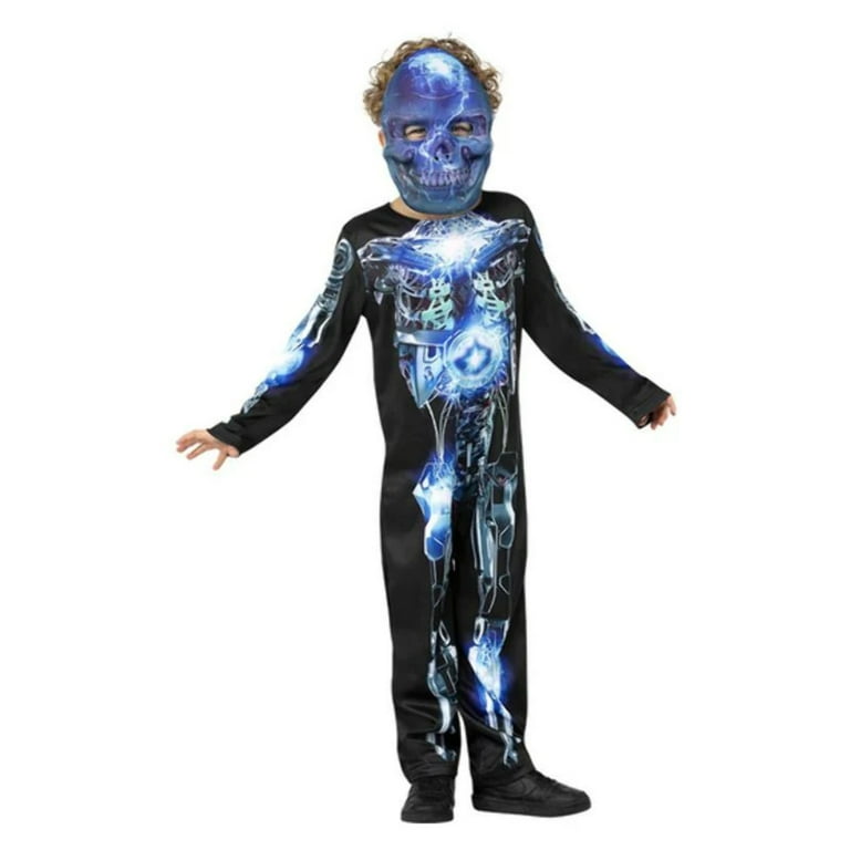 Robotic Skeleton Costume Child Black Blue Robotic Skeleton Costume Child Black Blue