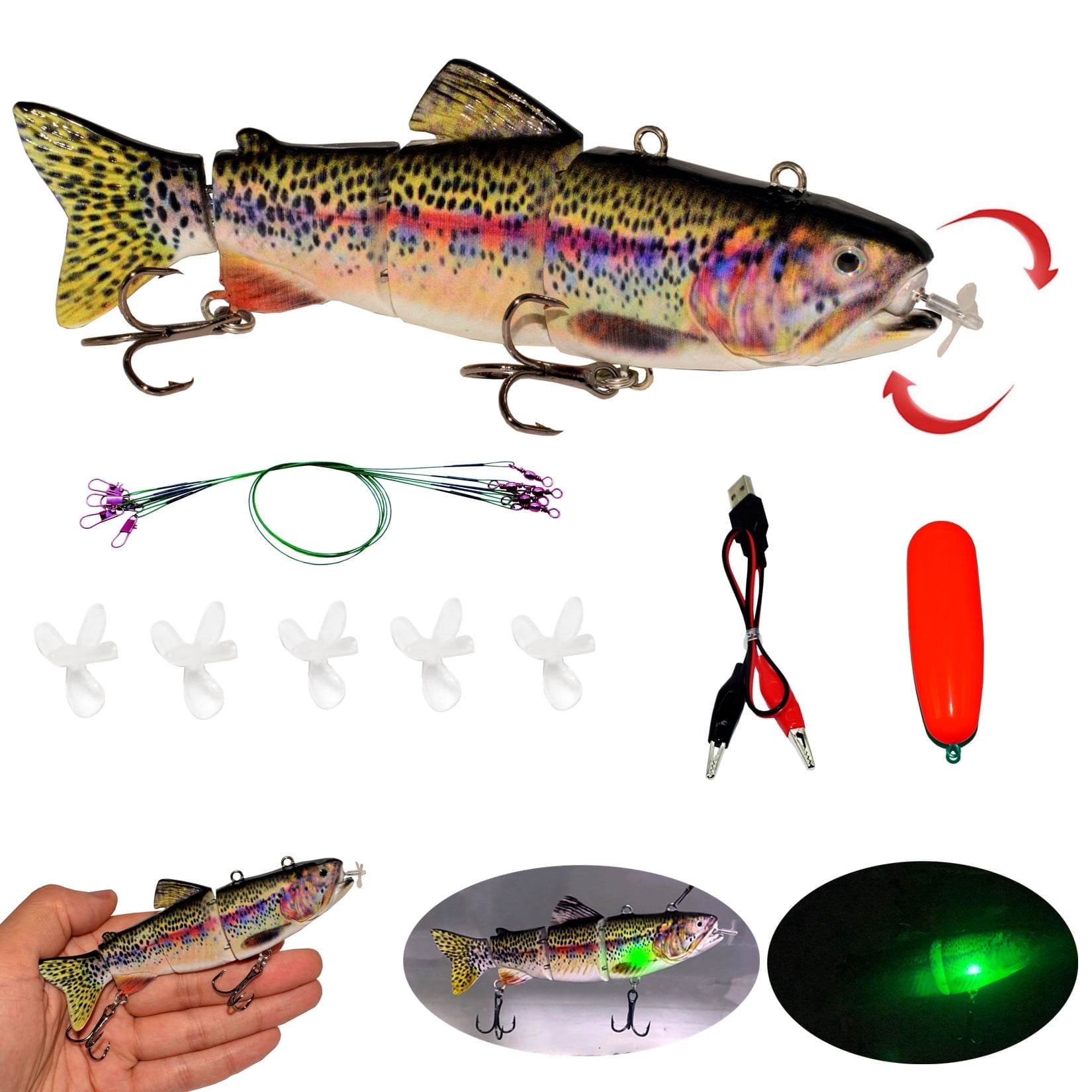 chargers fishing lure LLathryna Black Light UV Light for Glow Lures Spoons Night Fishing Cloudy Days Nature Vision Blazer CLIP-ON Hands
