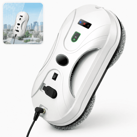 Robotic Window Cleaner with 3-Layer Safety, Smart Z/N Path Navigation, 2800Pa Strong Suction & Anti-Drop, Perfect for High-Rise Windows, Glass Doors, Shower Glass, Gift for Parents