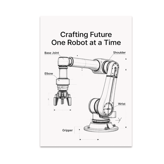 Robotics Blueprint Wall Art - Tech Enthusiast - 13x19 Poster Print