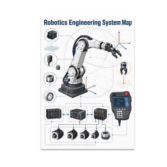 Robotics Engineering System Map - Robotics Engineers, 13 x 19 in Glossy Unframed Wall Poster, Vertical
