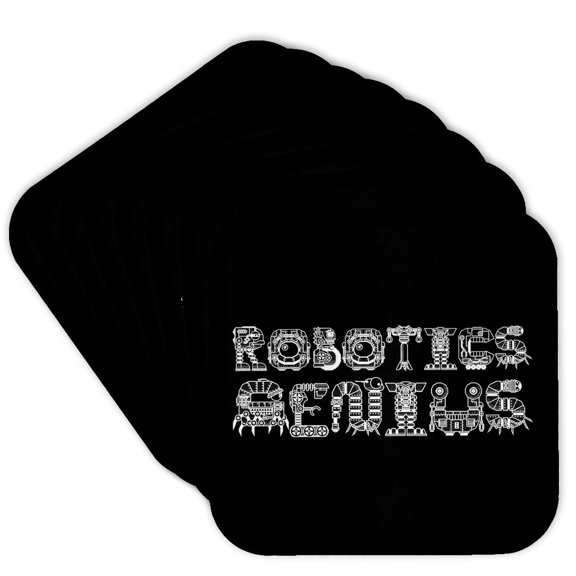 3drose, Robotics Genius Funny Decorative Text on Black. Awesome Gift for You, Set of 8 Coasters - Soft