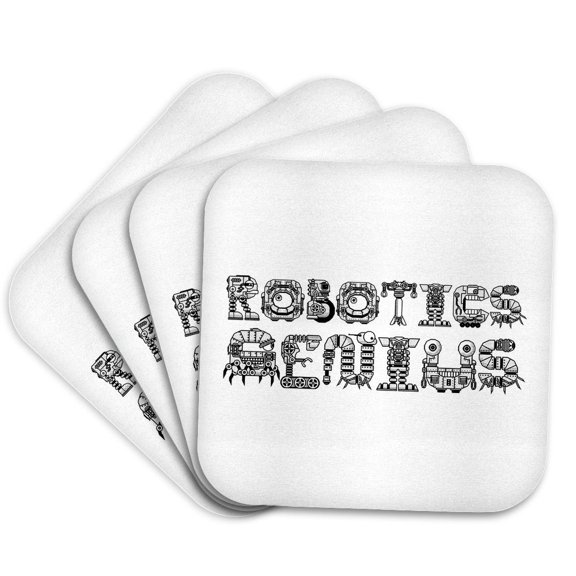 3drose, Robotics Genius Funny Decorative Text on White. Elegant Gift for You, Set of 4 Coasters - Soft