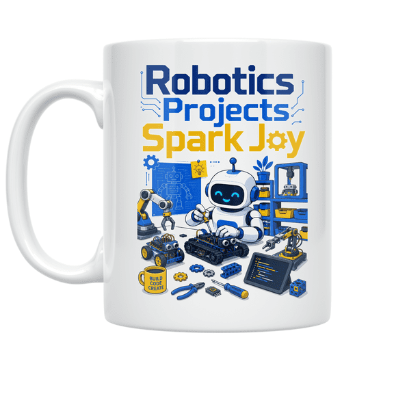 Robotics Projects Spark Joy - Makerspace Enthusiast - 11 oz Ceramic Coffee Mug