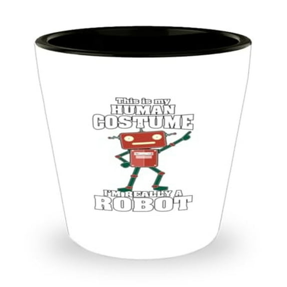 Robotics Themed Shot Glass, 1.5oz Mini Glassware, I'm Really A Robot Sci-Fi Gift for Tech Enthusiasts, Unique Barware Lovers