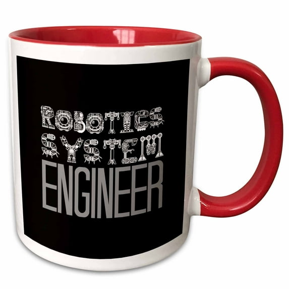 Robotics System Engineer funny decorative text on black. Chic gift 11oz Two-Tone Red Mug mug-337729-5
