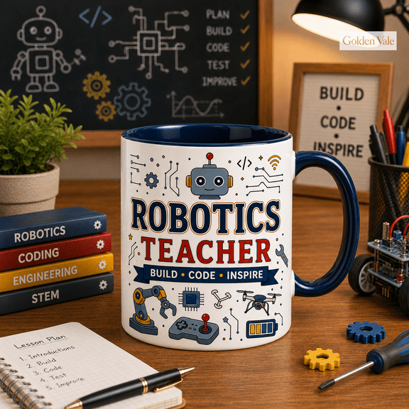 Robotics Teacher Mug Build Code Inspire STEM Coding Teacher Gift