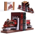 thumbnail image 1 of Robotime 3D Puzzles for Adults DIY Book Nook Kit Wooden VintageTrain Decorative Bookends 6.5" Model Building Kit Crafts for Adults Gifts for Boys Girls, 1 of 7