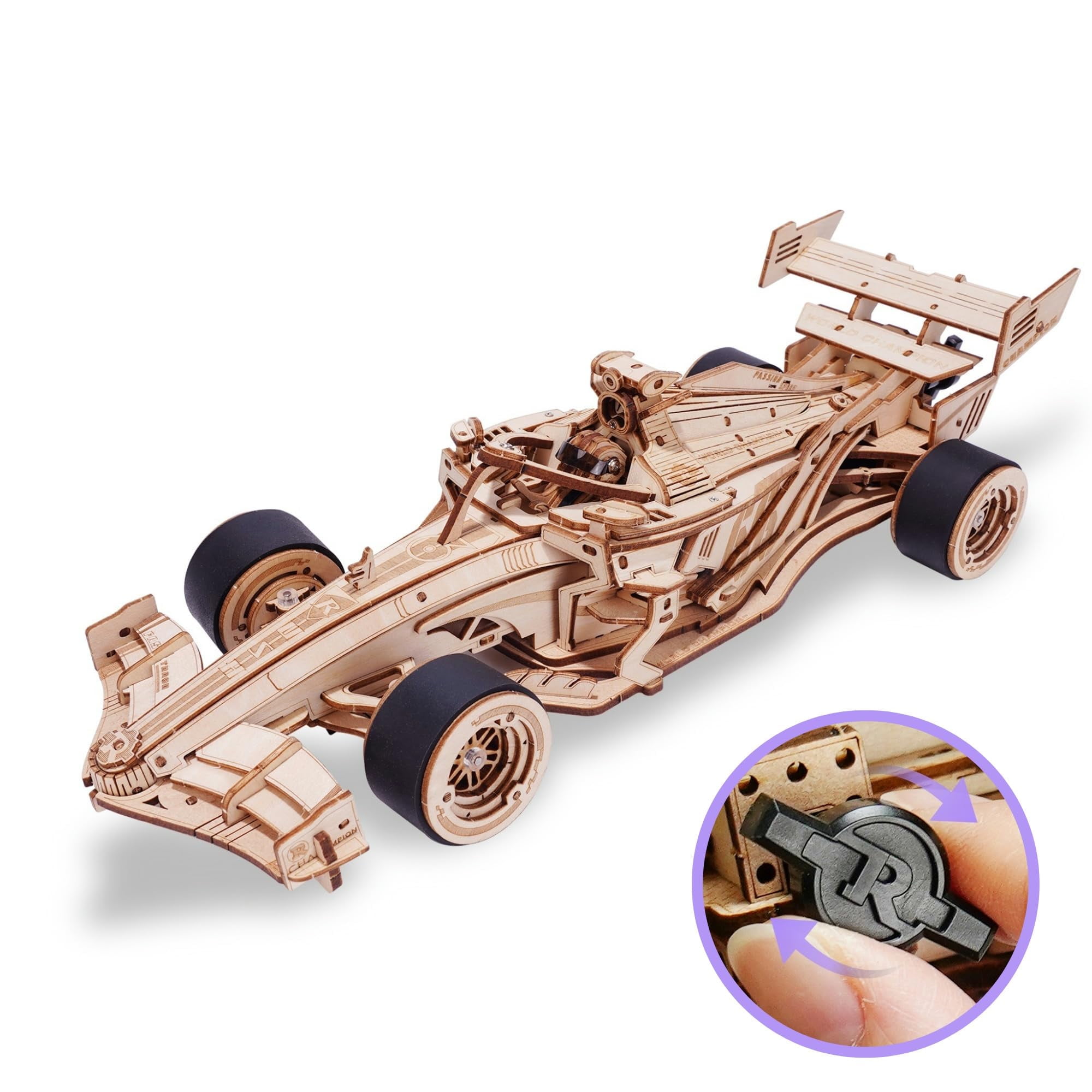Robotime 3D Puzzles for Adults, F1 Racing Car 1:18 Scale Exquisite Wood ...