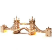 ROBOTIME Tower Bridge 3D Wooden Puzzles for Adults,Tiny House Craft Kits with LED,Gift for Teens Adults
