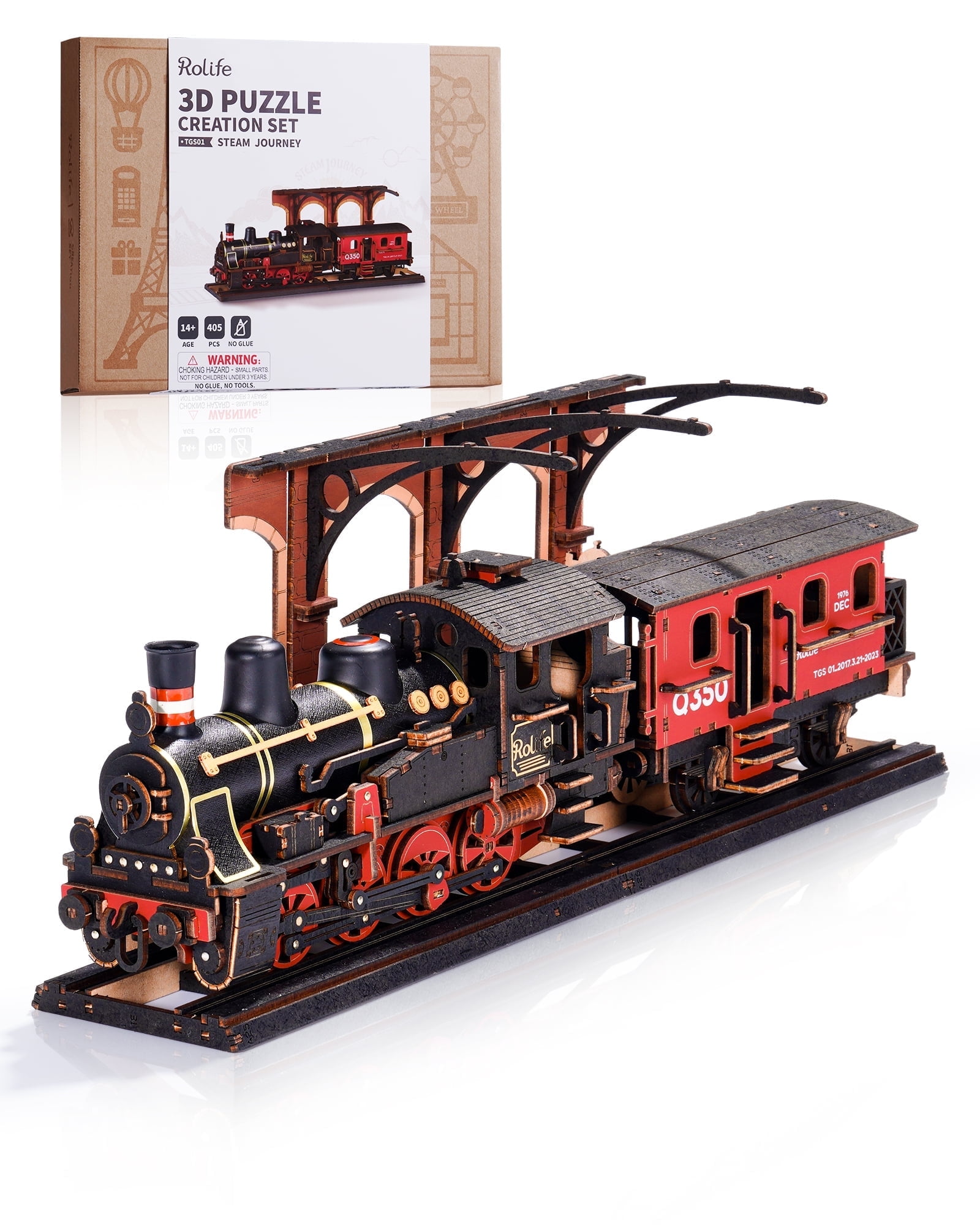 Robotime 3D Wooden Puzzle Steam Journey Train Vintage Car Model Kit Toy ...