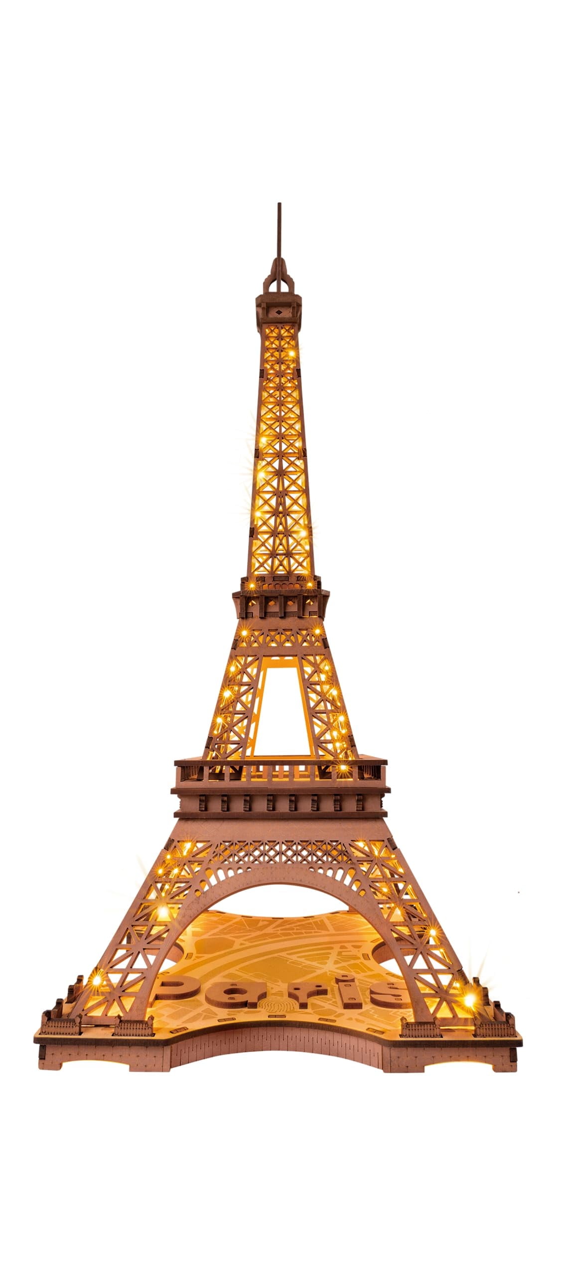 Robotime 3D Wooden Puzzle with Lights - Night of the Eiffel Tower, Architectural Craft Kit for Construction - Teens and Adults