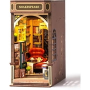 ROBOTIME Bookstore DIY Book Nook Kit, Wooden Mini Dollhouse Model Building Sets, Tiny Home 3D Puzzle Bookends Craft Kits Bookshelf Decor, Gifts for Adult Child
