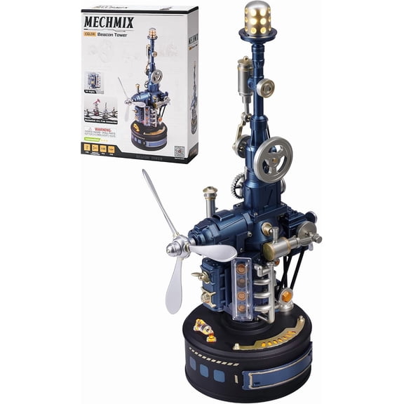 Robotime CGL04 Mechanical 3D Puzzles for Adults, Beacon Tower Model Kit with Led Light and Motion