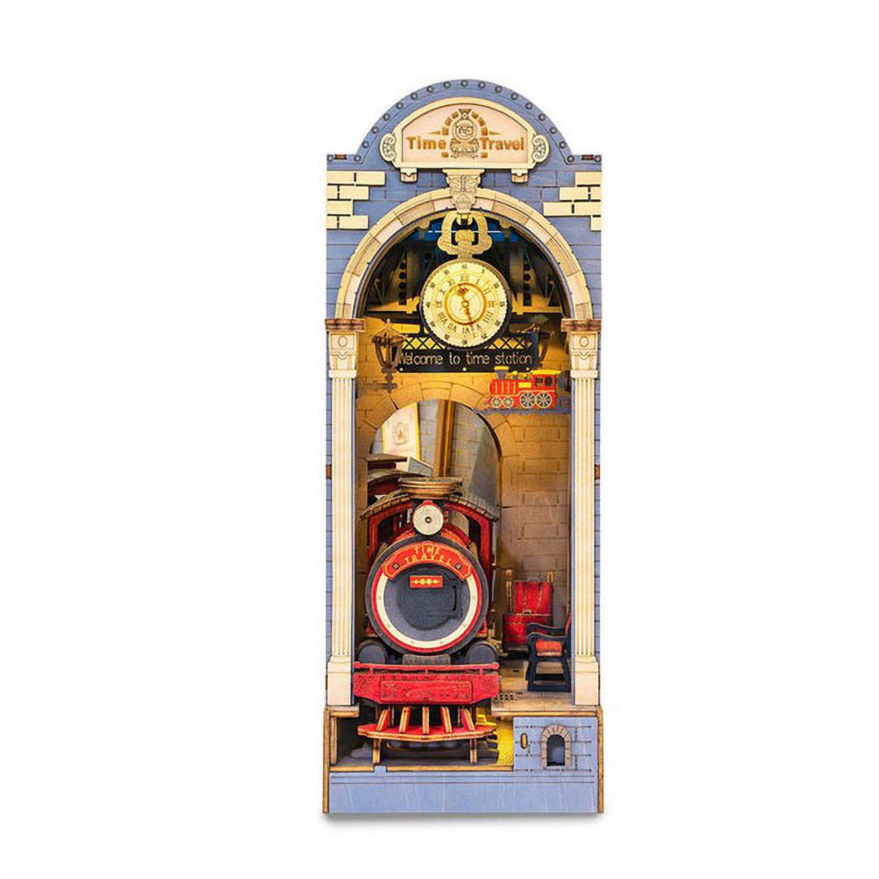 Robotime Rolife DIY Book Nook Japanese Sakura Densya in Books Series Wooden Miniature House with Furniture Doll House Kits Toy
