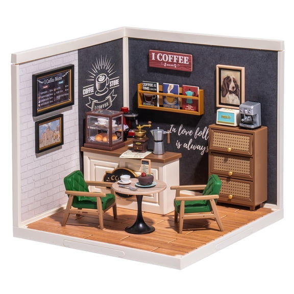 Robotime Super Creator DIY Miniature Dollhouse Kit, Daily Inspiration Cafe Tiny House Building Set, Mini House 3D Puzzle Craft Kit for Adult to Build, Gift for Adults Kids Friends