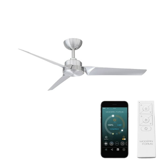 Roboto 52" Brushed Aluminum Smart Ceiling Fan with Remote Control