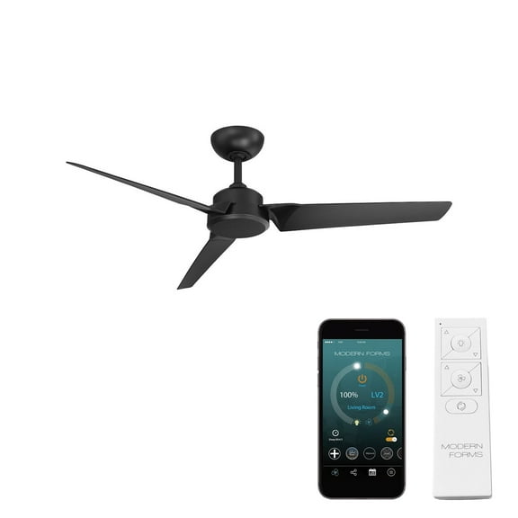 Roboto 52" Matte Black Smart Ceiling Fan with Remote Control