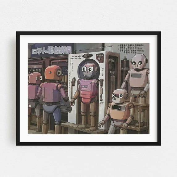 Robotron - Illustration Sci-Fi Surrealism Retro Industrial Vintage Black Framed Wall Art Print 11 x 14 inches