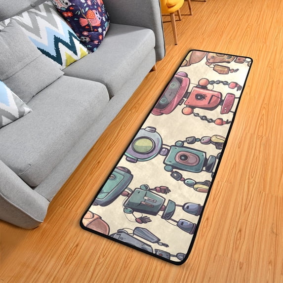 Robots 72×24 inch Runner Rug Non-Slip Pads Ares Rugs Washable for Bedroom Bathroom Living Room