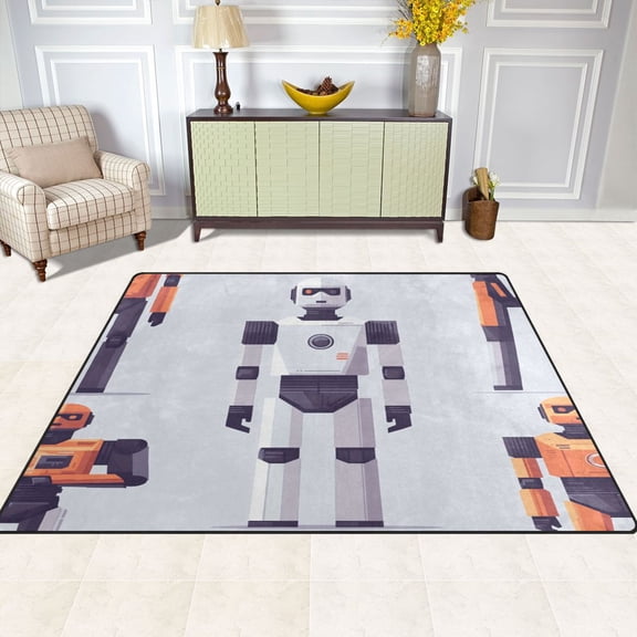 Robots 80''x58'' Extra Large Plush Memory Foam Rug, Soft, Absorbent, Non Slip