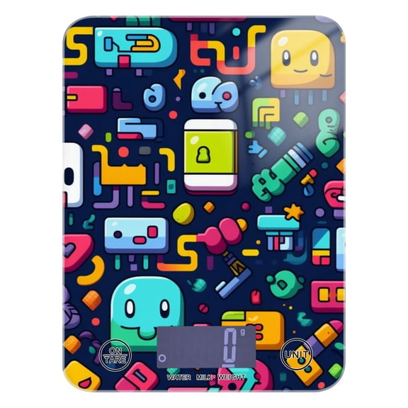 Robots Aliens Food Scale Digital Kitchen Scale Waterproof Tempered Glass Tare Function 11 lb for Baking Cooking Meal Prep