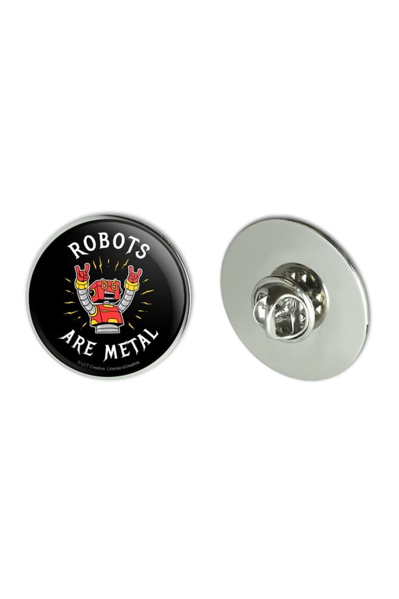 Robots Are Metal Rock Funny Humor Metal 1.1" Tie Tack Hat Lapel Pin Pinback