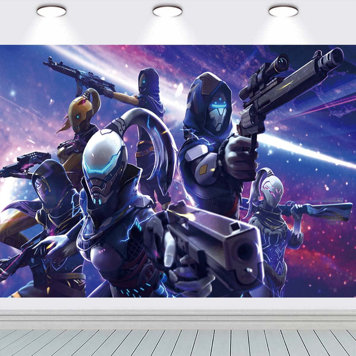 Gamer Wbackdrop Robots Blue Gamer school Backdrop Background Banner Birthday Party ...