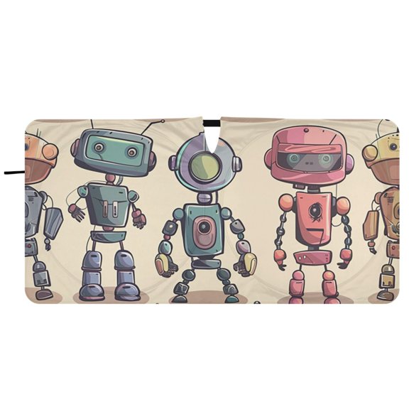 Robots Car Windshield Sun Shade Foldable Front Window Shades Cover Sun Visor Shield Block