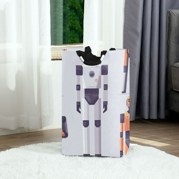 Robots Foldable Laundry Hamper 12.6x11x22.7in with Handles for Bathroom Bedroom Storage