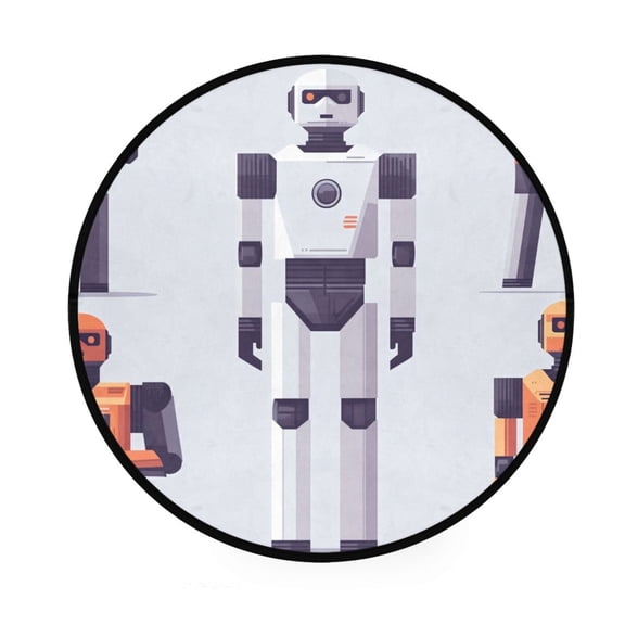 Robots Memory Foam Bath Mat 36" Absorbent Rug with Non Slip Base and 4 Bonus Pads