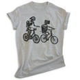 thumbnail image 1 of Robots Riding Bikes T-shirt, Unisex Women's Men's Shirt, Robot Bike Bicycle Riding Robotics Nerd Geek, Heather Gray, XX-Large, 1 of 6