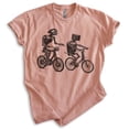 thumbnail image 1 of Robots Riding Bikes T-shirt, Unisex Women's Men's Shirt, Robot Bike Bicycle Riding Robotics Nerd Geek, Heather Sunset, Medium, 1 of 6
