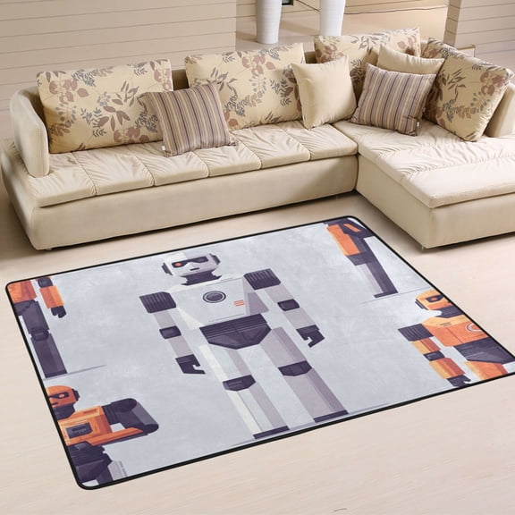 Robots Soft Polyester Area Rug 36''x24'', Non Slip, Memory Foam, Water Absorbent
