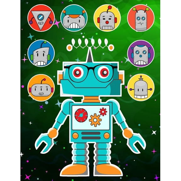 More Kool Kidz Robots Sticker Album 2 For Boys: 100 Plus Pages For PERMANENT Sticker Collection, Activity Book For Boys - 8.5 by 11, Book 32, (Paperback)