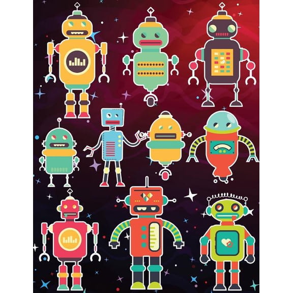More Kool Kidz Robots Sticker Album For Boys: 100 Plus Pages For PERMANENT Sticker Collection, Activity Book For Boys - 8.5 by 11, Book 27, (Paperback)