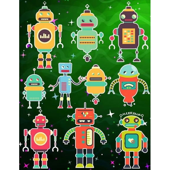 More Kool Kidz Robots Sticker Album For Boys: 100 Plus Pages For PERMANENT Sticker Collection, Activity Book For Boys - 8.5 by 11, Book 28, (Paperback)