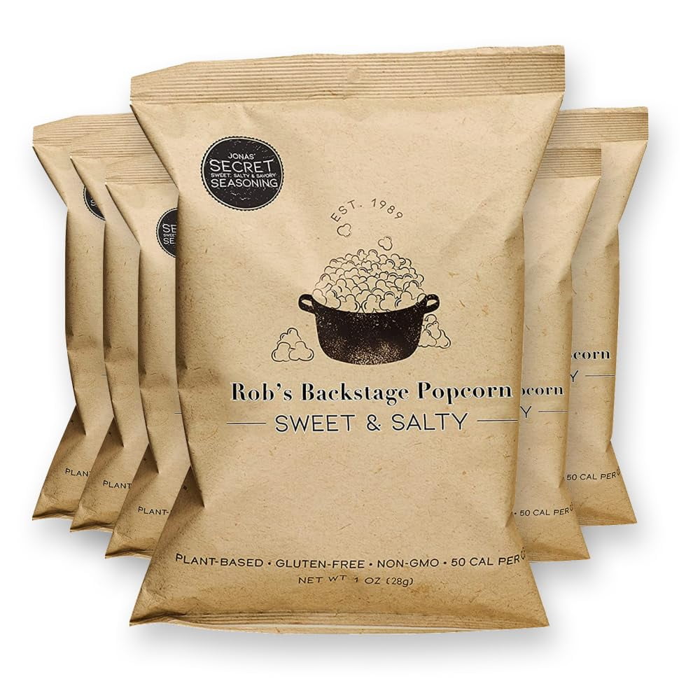 Robs Backstage Popcorn in RE32Bags Original Sweet Salty Flavor Popped