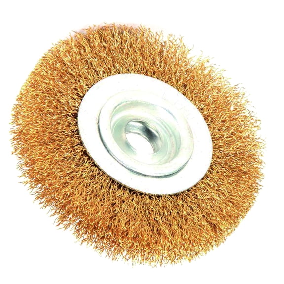 Robtec 5-Inch X 1/2-Inch Arbor Crimped Brass Coated Steel Wire Wheel Brush