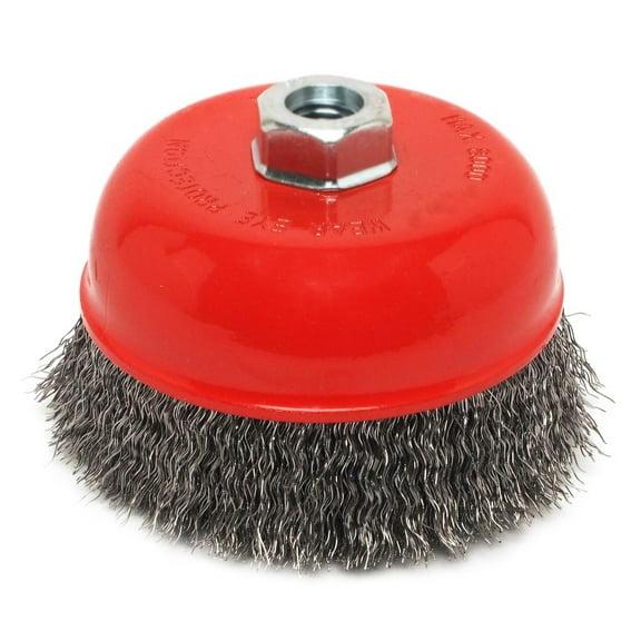 Robtec Crimped Wire Cup Brush, 6" x 5/8"-11 Threaded Arbor