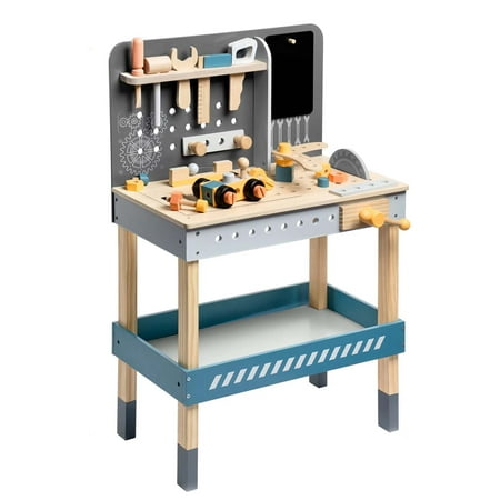 Robud Blue Wooden Tool Bench for Kids,Toy Play Workbench Workshop with Tools Set Gift for 3+ Year Boys Girls