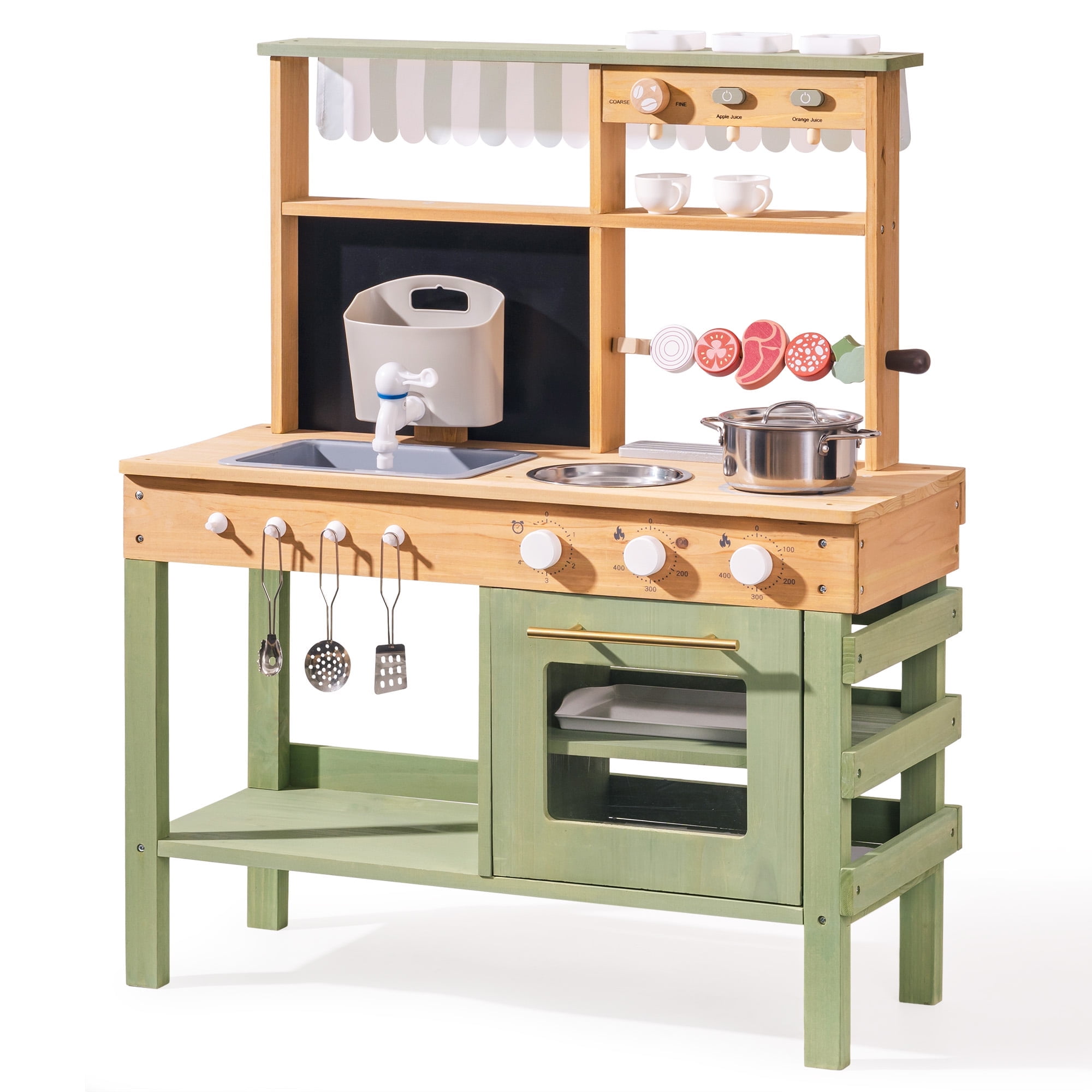 Robud Grass Green Outdoor Play Kitchen, Wooden Monteeori Toys for Kids Outdoor Ages 3+ Years, Green