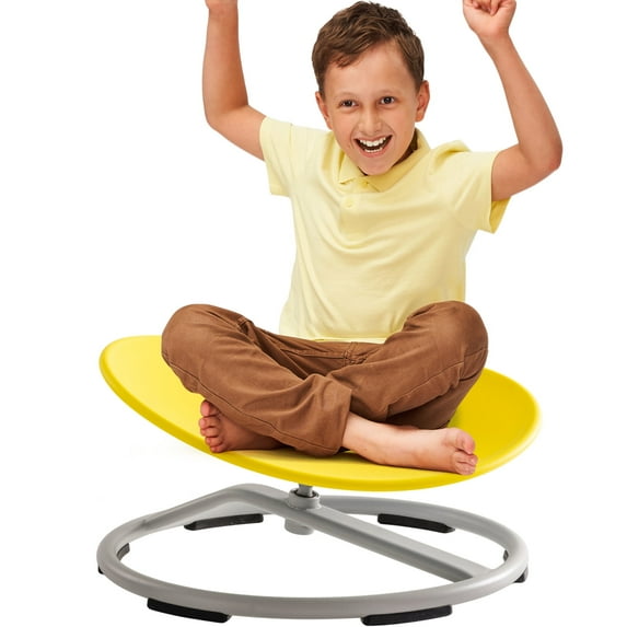 Robud Kids Sensory Swivel Chair, Autism Kids Swivel Chair with Non-Slip Design, Training Body Coordination, Oval Shape Wobble Chair, No Assembly (Yellow)